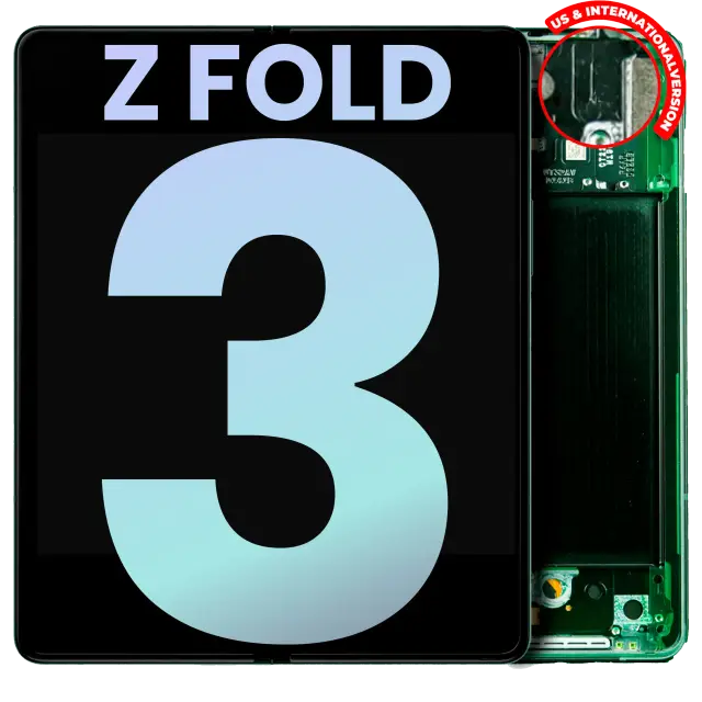 Écran OLED intérieur avec châssis pour Samsung Galaxy Z Fold 3 5G (version US & internationale, pack service origine, Phantom Green)
