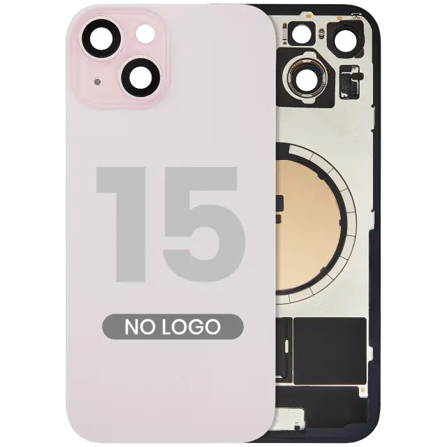 Vitre arrière pour Apple iPhone 15 (sans logo, compatible, rose) — réf. 107183138939