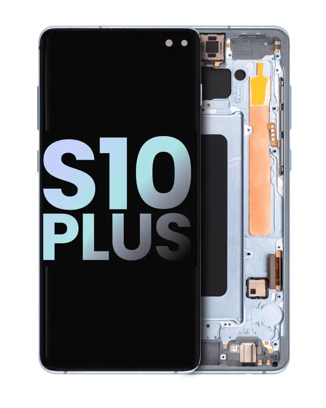 Écran OLED avec châssis pour Samsung Galaxy S10 Plus (pack service origine, Prism Blue)