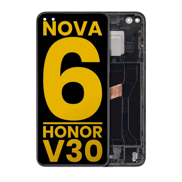 Écran LCD avec châssis pour Huawei Nova 6 5G / Honor V30 (reconditionné, noir)