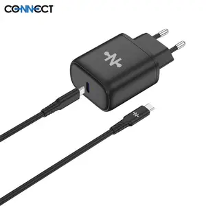 Chargeur Secteur USB-C CONNECT Charge Rapide 25W avec Câble Data Type-C vers Type-C (1m) Noir