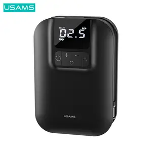 Mini Compresseur de Pneu pour Voiture Usams CQBZB21501 US-ZB215 80W 5000mAh Noir