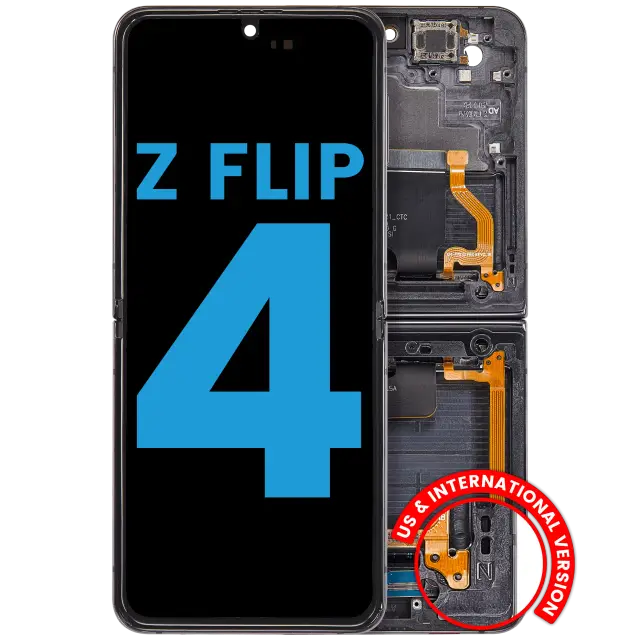 Écran OLED intérieur avec châssis pour Samsung Galaxy Z Flip 4 5G (F721) (version US & internationale, compatible, graphite)