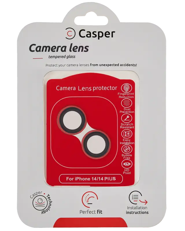 Protection de lentilles de caméra pour Apple iPhone 14 / 14 Plus (rouge, transparent)