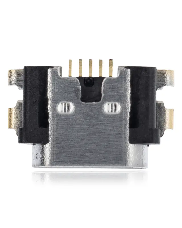 Connecteur de charge à souder — format Micro B, 5 broches, 4 points de fixation (C195)