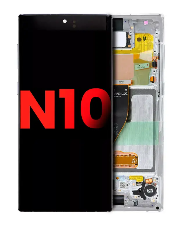 Écran OLED avec châssis pour Samsung Galaxy Note 10 (compatible premium, Aura White)