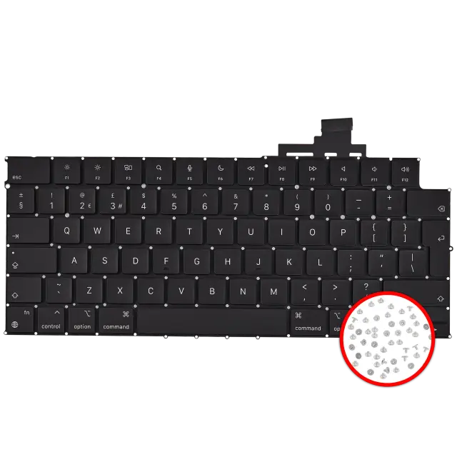 Clavier rétroéclairé avec vis pour Apple MacBook Air 13" (A3113 / mi-2024) (anglais UK)