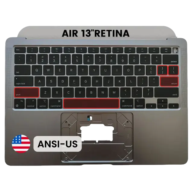 Châssis supérieur avec clavier ANSI US pour Apple MacBook Air 13" A2337 (2020) (origine d'occasion, gris sidéral)