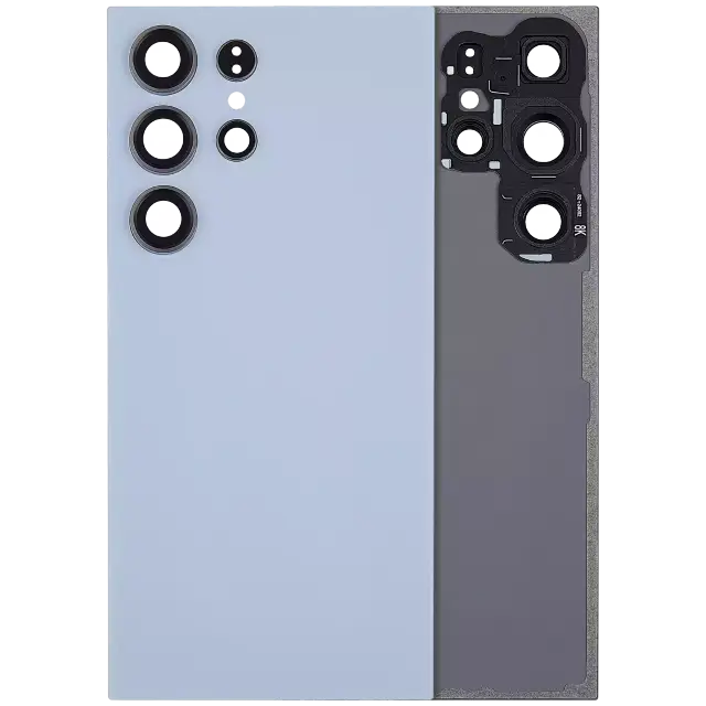 Vitre arrière pour Samsung Galaxy S24 Ultra 5G (sans logo, compatible premium, Titanium Blue)