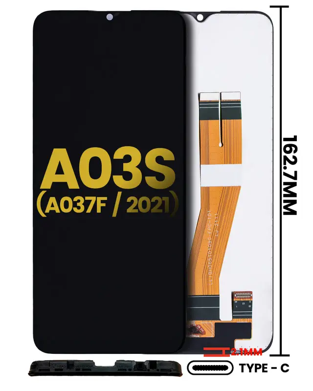 Écran LCD sans châssis pour Samsung Galaxy A03s (A037F / 2021) (Dual Sim, Type C Frame, reconditionné, toutes couleurs)