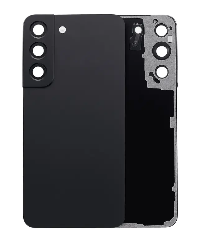 Vitre arrière pour Samsung Galaxy S22 5G (sans logo, compatible premium, noir fantôme)