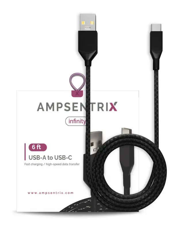 Câble USB-C vers USB-A AmpSentrix Infinity (1,8 m, noir)