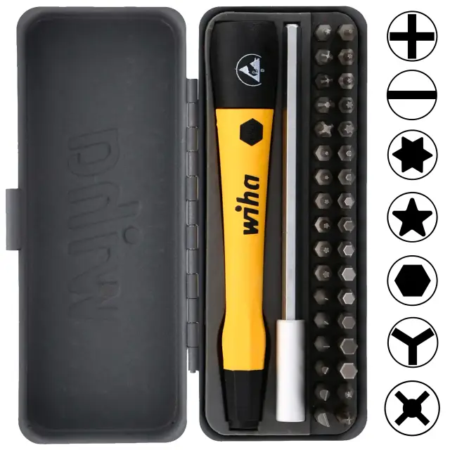 Jeu de 36 pièces Wiha GoBox ESD — tournevis de précision à micro-embouts pour électronique (75979)
