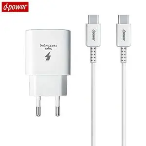 Chargeur Secteur USB-C d-power J8545W 45W avec Câble USB-C Blanc