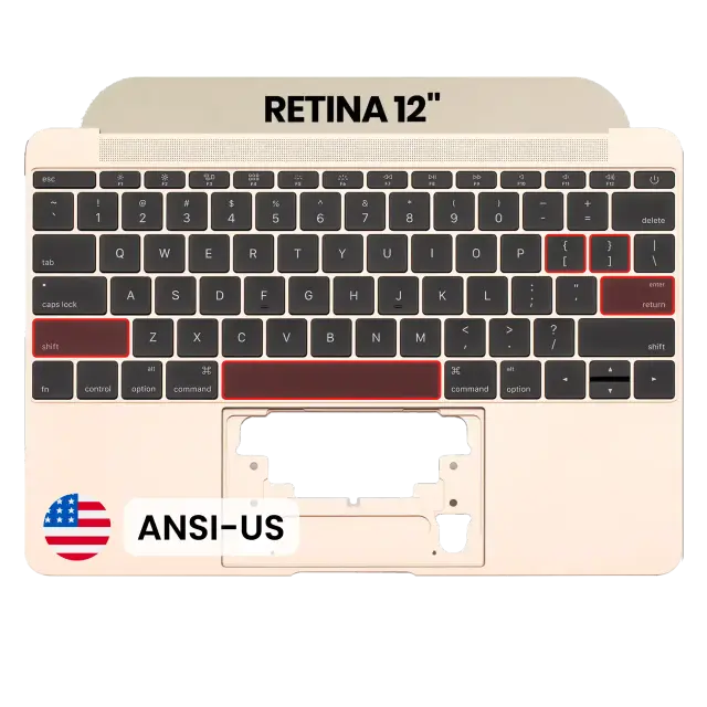 Châssis supérieur avec clavier ANSI US et microphone pour Apple MacBook 12" A1534 (2016-2017) (OEM New, or)