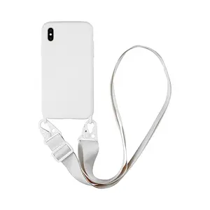 Coque Silicone avec Bandoulière Apple iPhone X/iPhone XS (#16) Blanc