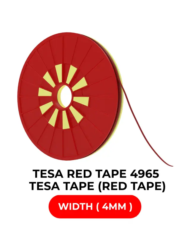 Ruban adhésif double face polyester rouge tesa 4965 — 4 mm × 25 m