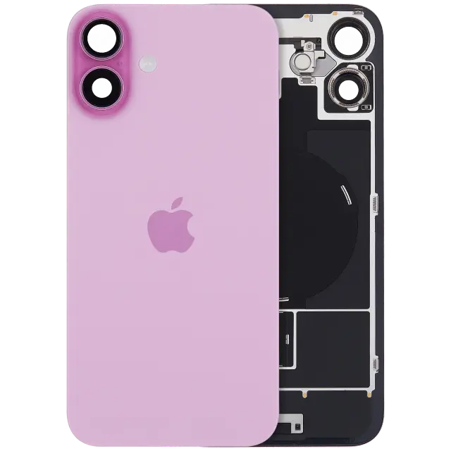 Vitre arrière avec MagSafe, NFC et nappe flash pour Apple iPhone 16 plus (UK / EU Version, origine, rose)