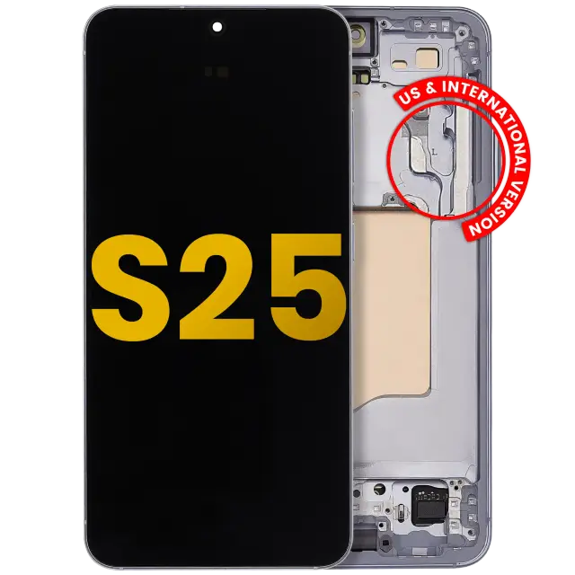 Écran OLED avec châssis pour Samsung Galaxy S25 5G (version US & internationale, reconditionné, Icy Blue)