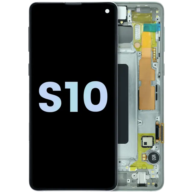 Écran OLED avec châssis pour Samsung Galaxy S10 (pack service origine, Prism Silver)