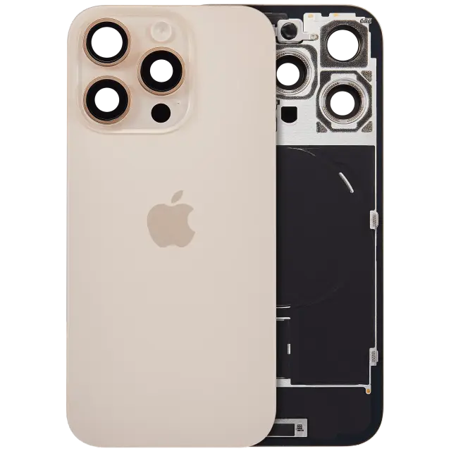 Vitre arrière avec MagSafe, NFC et nappe flash pour Apple IPhone 16 Pro (origine, titane sable)