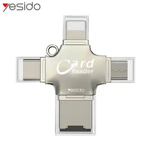 Lecteur de Carte Yesido GS13 Micro SD TF 3 en 1 Argent