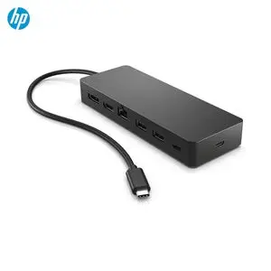 Station d'Accueil HP USB-C (7-en-1) vers HDMI 4K + DisplayPort 1.2 + Ethernet RJ45 + USB-C x2 + USB-A x2 (Grade