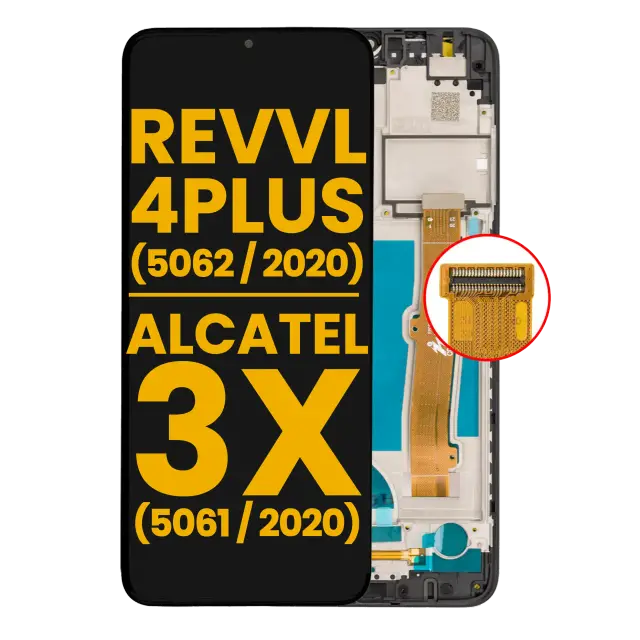 Écran LCD avec châssis pour Alcatel T-Mobile Revvl 4 Plus (5062 / 2020) / Alcatel 3X (5061 / 2020) (reconditionné, noir)