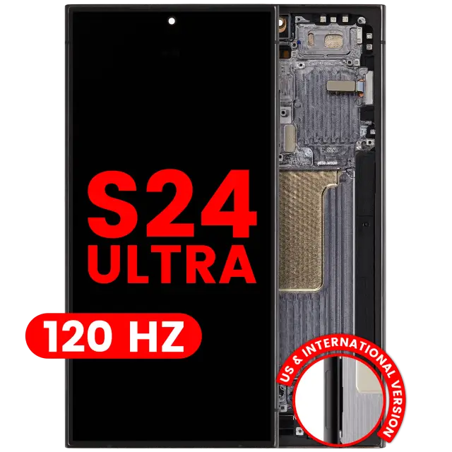 Écran OLED avec châssis pour Samsung Galaxy S24 Ultra (version US & internationale, compatible, 120 Hz, noir titane)