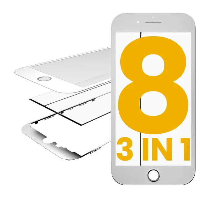 Vitre d’écran avec OCA pour Apple iPhone 8 (OCA Master, lot de 2, blanc)