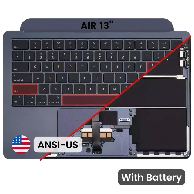 Châssis supérieur avec batterie et clavier ANSI US pour Apple MacBook Air 13" A2681 (2022) (minuit)