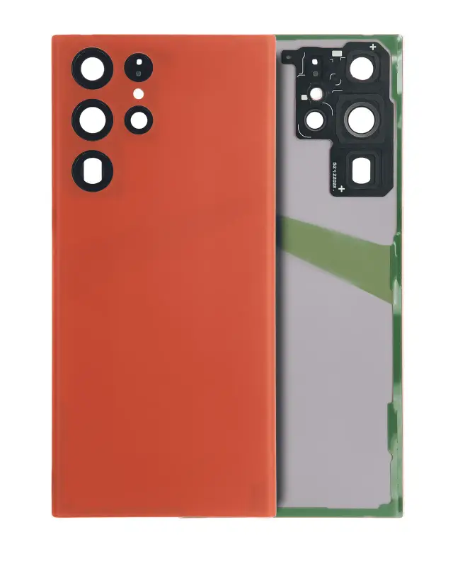 Vitre arrière pour Samsung Galaxy S22 Ultra 5G (sans logo, compatible premium, rouge)