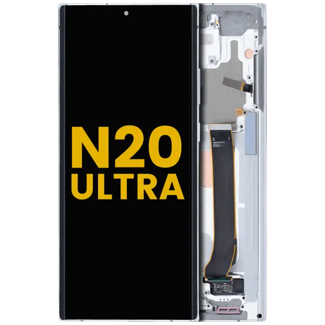 Écran OLED avec châssis pour Samsung Galaxy Note 20 Ultra 5G (reconditionné, Mystic White)