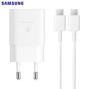 Chargeur Secteur USB-C Samsung EP-T1510XWEGEU avec Câble USB-C Blanc
