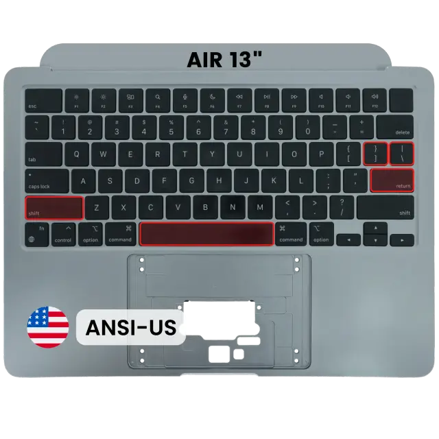 Châssis supérieur avec clavier ANSI US pour Apple MacBook Air 13" A2681 (2022) (origine d'occasion, gris sidéral) — réf. 107183232329