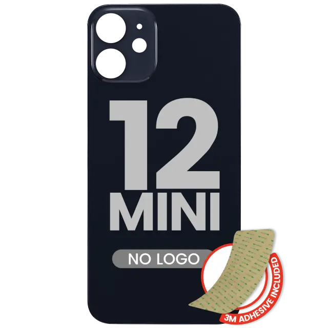 Vitre arrière pour Apple iPhone 12 Mini (No Logo / Large Camera Hole, noir)