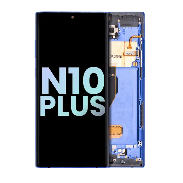 Écran OLED avec châssis pour Samsung Galaxy Note 10 Plus / 5G (pack service origine, Aura Blue)