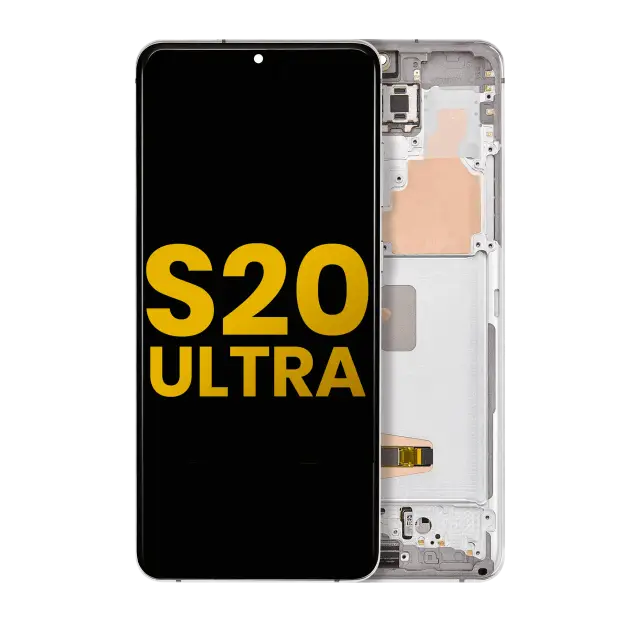 Écran OLED avec châssis pour Samsung Galaxy S20 Ultra 5G (reconditionné, Cloud White)
