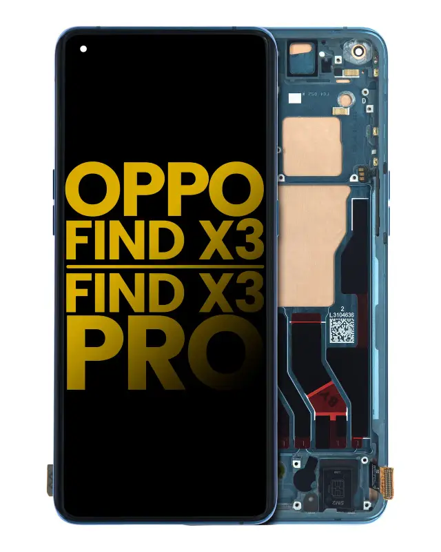 Écran OLED avec châssis pour OPPO Find X3 / X3 Pro (reconditionné, bleu)