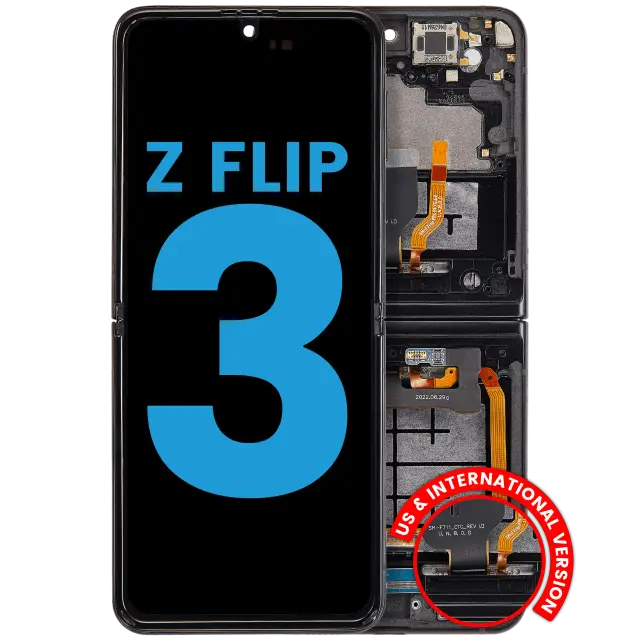 Écran OLED intérieur avec châssis pour Samsung Galaxy Z Flip 3 5G (F711) (version US & internationale, compatible, noir fantôme)