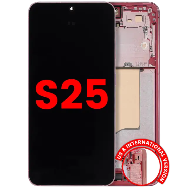 Écran OLED avec châssis pour Samsung Galaxy S25 5G (version US & internationale, compatible premium, Coral Red)