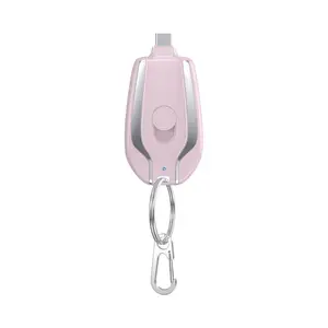 Batterie Externe Power Bank Porte Clé Type-C 1500mAh Rose
