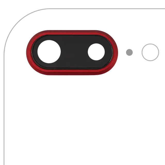 Lentille de caméra arrière avec support et anneau pour Apple iPhone 8 Plus (Real Sapphire, premium, rouge, lot de 10)