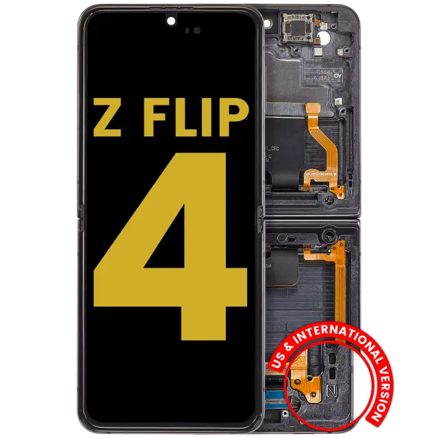 Écran OLED intérieur avec châssis pour Samsung Galaxy Z Flip 4 5G (version US & internationale, reconditionné, graphite)