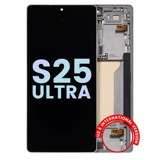 Écran OLED avec châssis pour Samsung Galaxy S25 Ultra 5G (pack service origine, version US & internationale, Titanium White Silver)