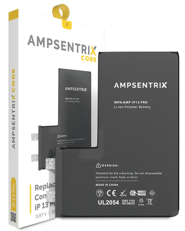Cellule de batterie nue à souder pour Apple iPhone 13 Pro (soudure par points requise, AmpSentrix Core) — réf. 107082074633