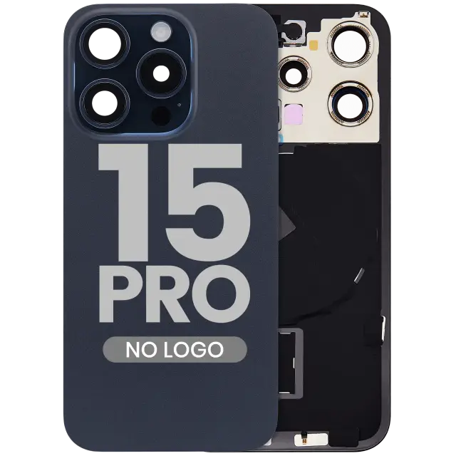 Vitre arrière pour Apple iPhone 15 Pro (sans logo, compatible, Blue Titanium) — réf. 107082130570