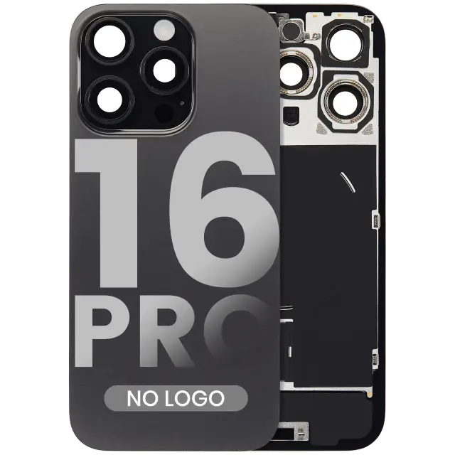 Vitre arrière pour Apple iPhone 16 Pro (sans logo, compatible, titane noir) — réf. 107082113896