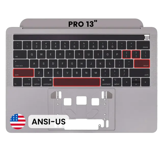 Châssis supérieur avec clavier ANSI US pour Apple MacBook Pro 13" A1989 (2018-2019) (OEM New, gris sidéral)