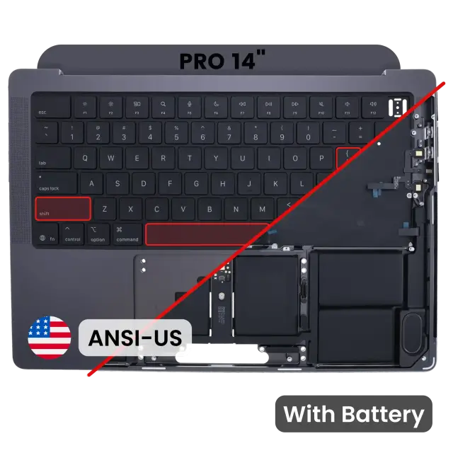 Châssis supérieur avec batterie et clavier ANSI US pour Apple MacBook Pro 14" A3434 (2025) (origine, noir sidéral)